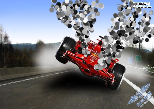 Photoshop照片合成教程:着火的疯狂F1赛车