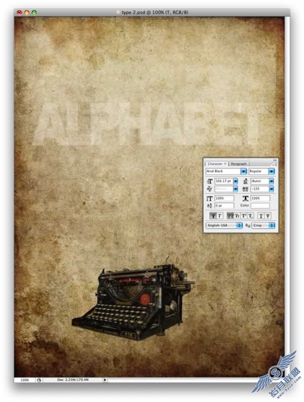 Photoshop设计复古风格打字机招贴作品