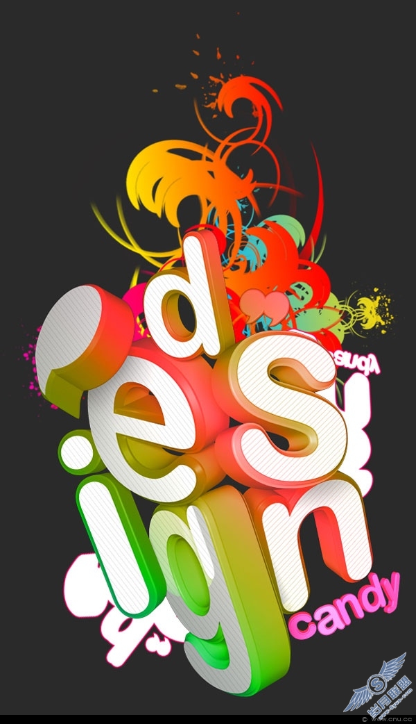 国外3D文字特效插画作品欣赏