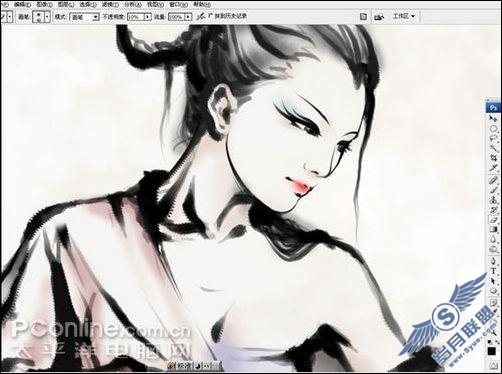 AdobePhotoshopCS3打造水墨风格美女(2)