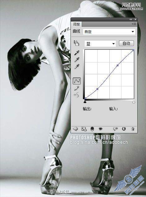 Photoshop将青绿色的照片转成黑白效果