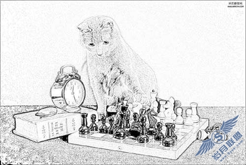 Photoshop合成素描小猫的现场图片【图】_