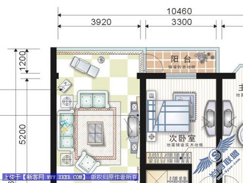 Coreldraw绘制彩色装修平面图_天极设计在线整理