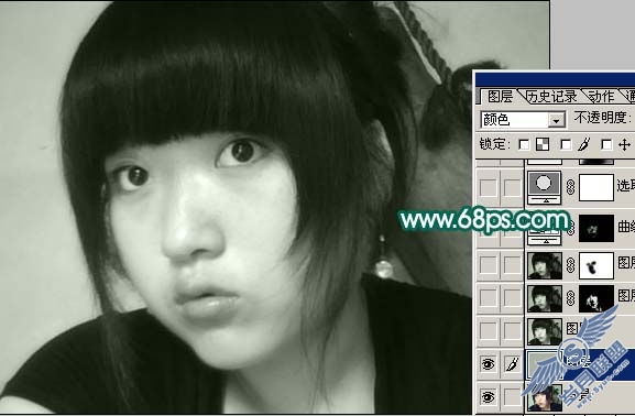 Photoshop调出人物照片柔美的灰调黄绿色