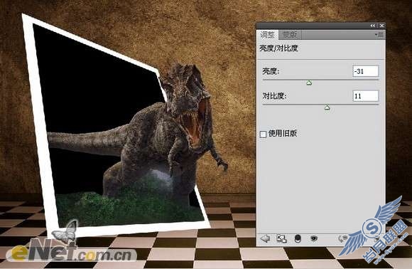 Photoshop合成恐龙穿过相框<a href=http://www.syue.com/Hacker/Case/ target=_blank class=infotextkey>入侵</a>的效果