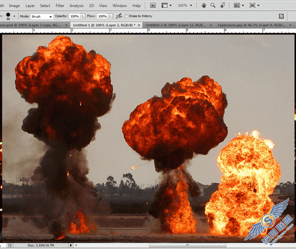 Photoshop照片合成:恶魔炸毁城市特效
