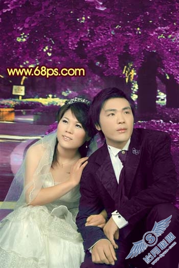 Photoshop打造华丽的金色婚片