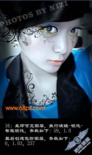 Photoshop给美女加上另类个性妆饰