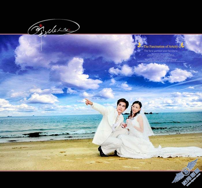 Photoshop打造海景婚片的清晰开阔