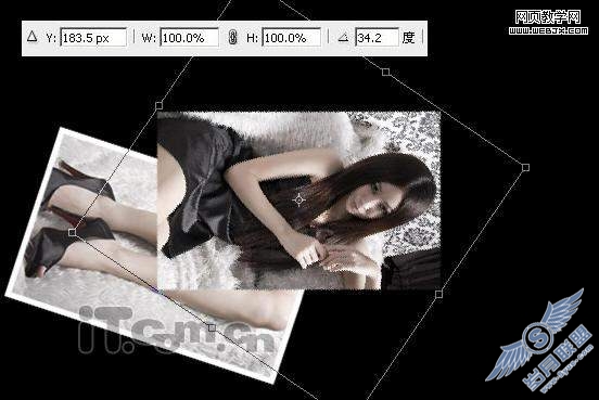 Photoshop变换选区拼接长发性感美女照片
