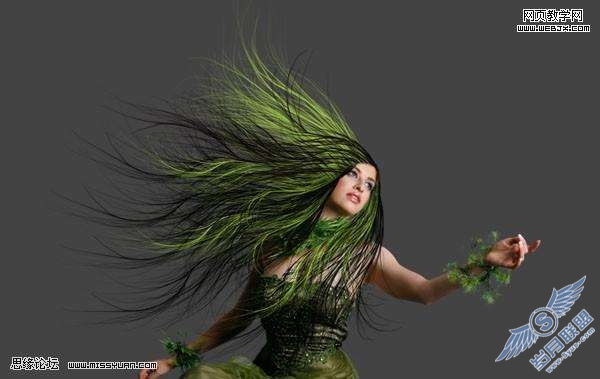 Photoshop合成教程:制作幽暗森林里的绿色魔女【图】_