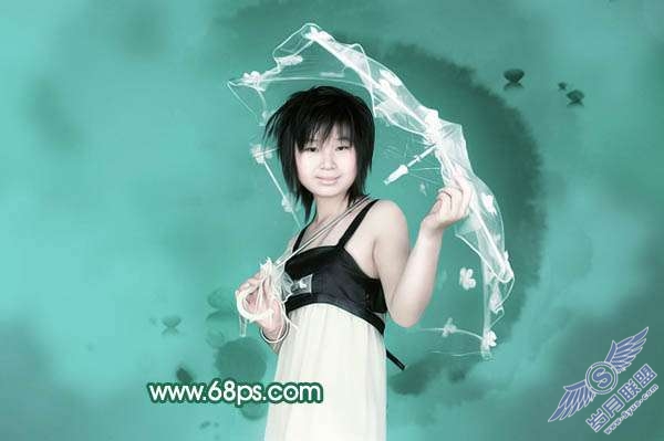 Photoshop照片处理:制作淡水墨背景照片【图】_