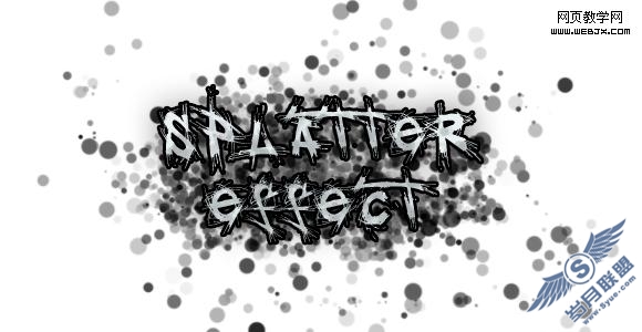 Photoshop制作飞溅墨水点文字特效