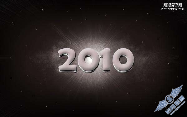Photoshop文字特效:制作新年2010银色文字特效【图】_