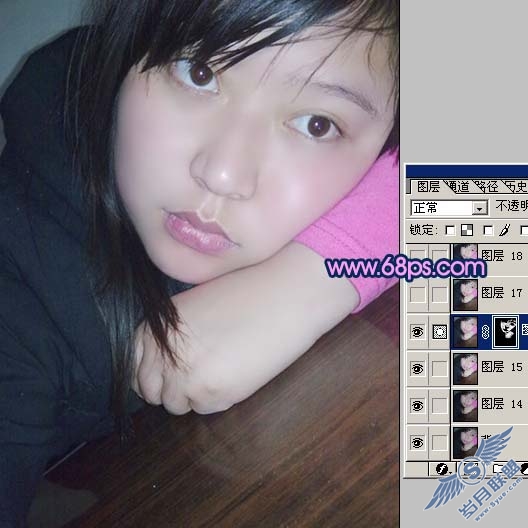 Photoshop简单给室内人像磨皮及美白