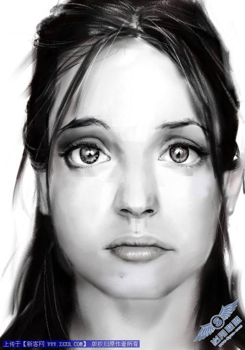 用Painter9临摹照片绘人像素描_天极设计在线整理