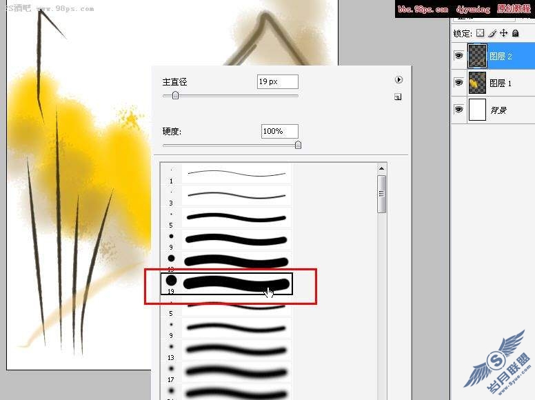 Photoshop鼠绘: 重彩水墨画《私语》