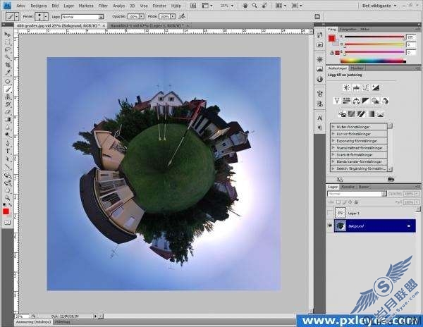 Photoshop制作圆形全景画教程【图】_