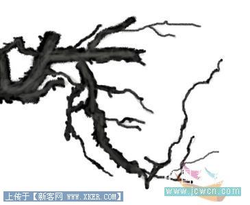 Photoshop手绘教程:绘制水墨梅花入卷轴效果