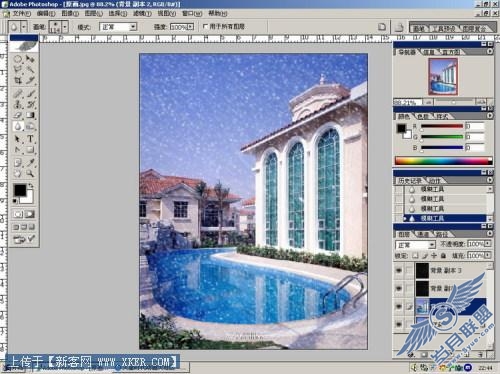 Photoshop滤镜巧妙模拟下雪效果_
