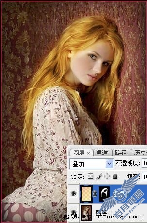 Photoshop调制金黄色秀发美女照片