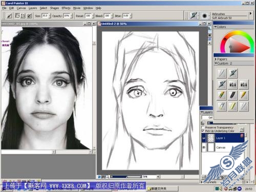 用Painter9临摹照片绘人像素描_天极设计在线整理