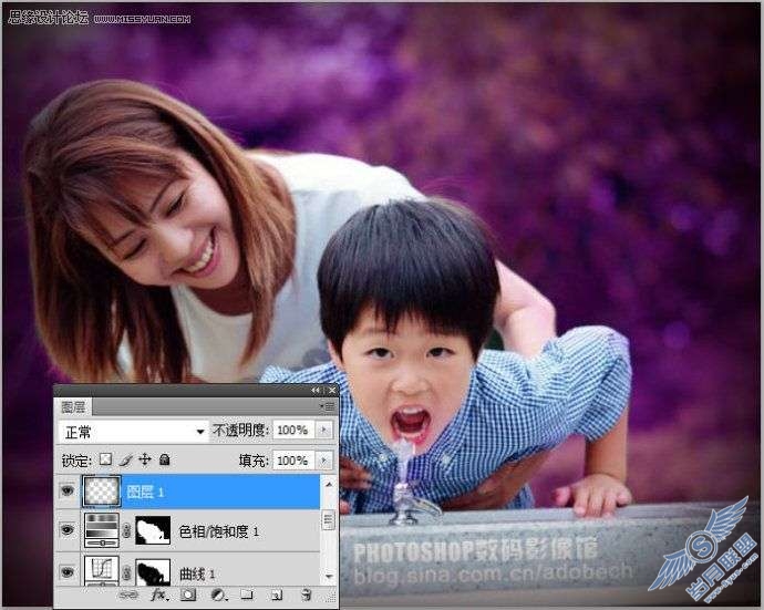 Photoshop照片处理:调色出紫色调效果童年照片_