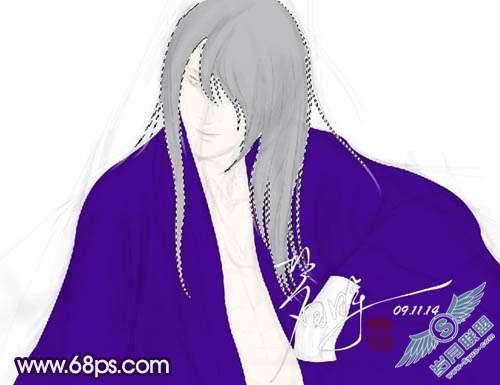 Photoshop鼠绘超酷的白发美男【图】_