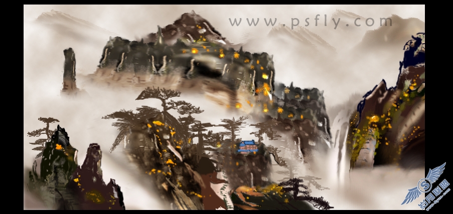 PhotoShop制作山水画