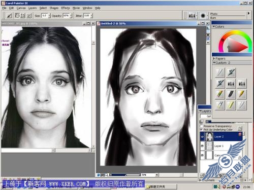 用Painter9临摹照片绘人像素描_天极设计在线整理