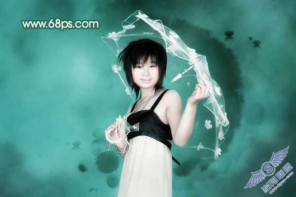 Photoshop照片处理:制作淡水墨背景照片【图】_