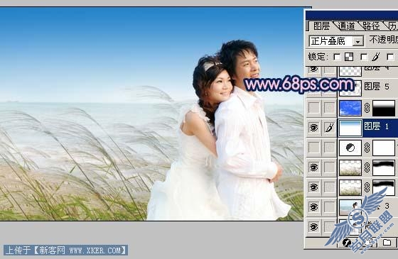 Photoshop打造浪漫的海景婚片