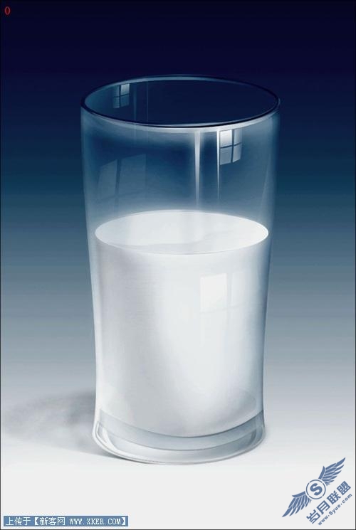 Photoshop鼠绘实例：装着牛奶的玻璃杯
