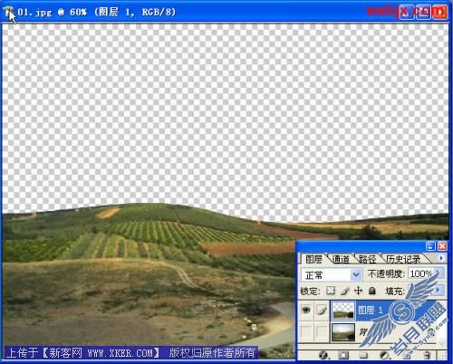 Photoshop初学者实例:简单制作照片中的山地