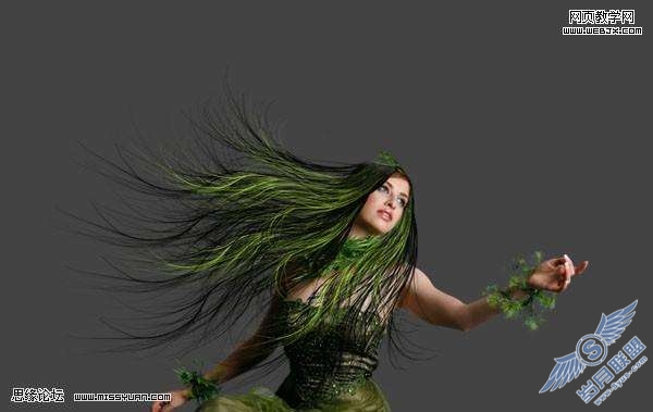 Photoshop合成教程:制作幽暗森林里的绿色魔女【图】_