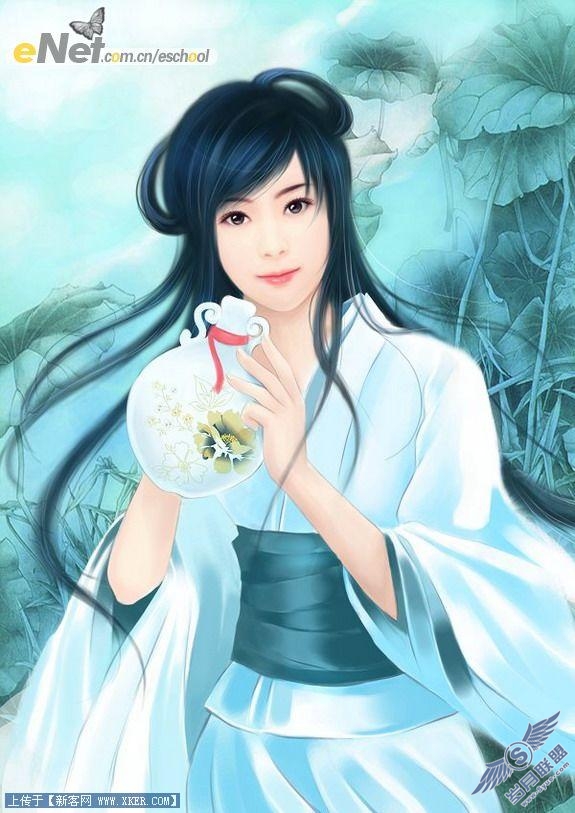 有女如莲 Photoshop手绘古典美女