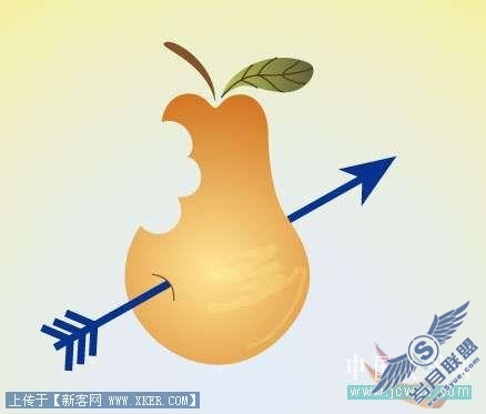 Illustrator鼠绘教程:简单绘制箭头穿过梨的效果