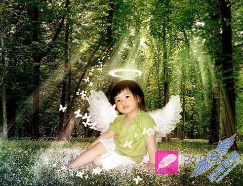 Photoshop照片处理:合成梦幻森林小天使儿童照【图】_