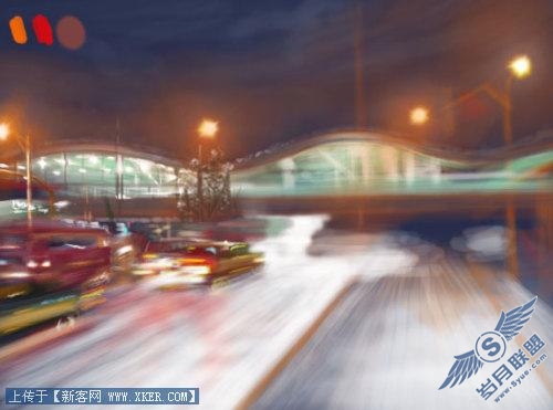 Photoshop结合友基数位板手绘白雪夜街景_天极设计在线整理