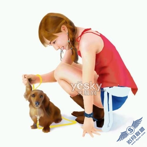 Photoshop教程:美女+宠物如此凭空创造
