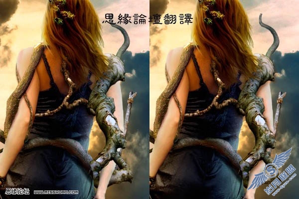 PS合成捆满树枝的美女