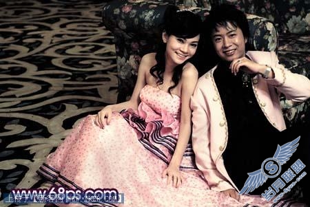 Photoshop调出浪漫的蓝紫色婚片