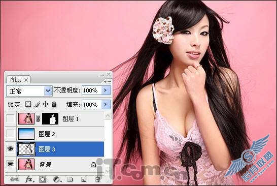 photoshop照片处理:使用抠图改变美女照背景图【图】_