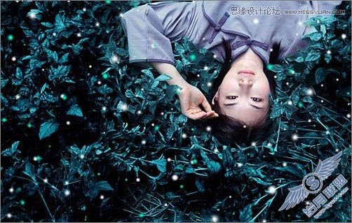 Photoshop调出外景人物照片梦幻的青蓝色
