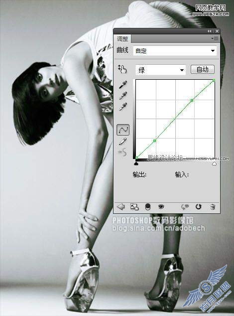 Photoshop将青绿色的照片转成黑白效果