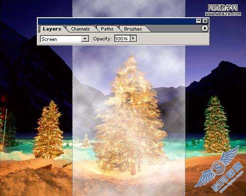 photoshop制作神奇光束环绕的圣诞树【图】_