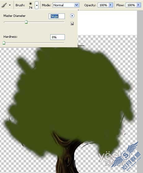 Photoshop鼠绘梦幻的绿色卡通树