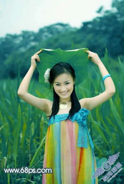 Photoshop照片处理:调出古典暗黄色外景美女照片【图】_