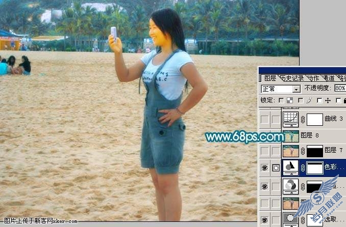 Photoshop调出偏暗外景照片的流行色