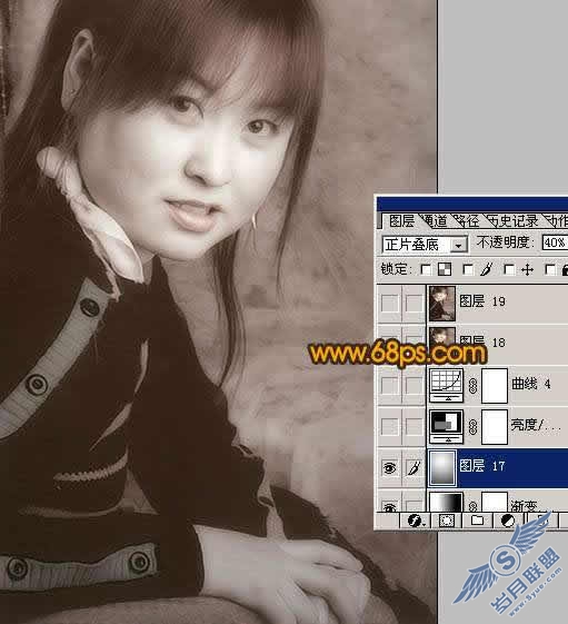 Photoshop照片处理:将黑白照片制作成为淡红中性色【图】_